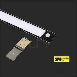 V-TAC 1,5W LED svietidlo pod skrinku čierne Senzor pohybu Nabíjanie cez USB 30cm VT-8141 3000K 110lm small 3