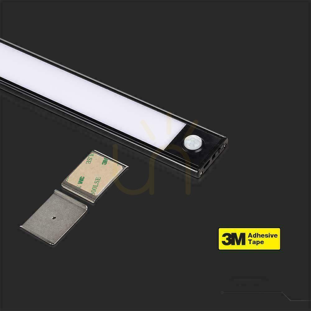 Displej V-TAC 2,5W LED svietidlo pod skrinku čierne Senzor pohybu Nabíjanie cez USB 60cm VT-8143 4000K 260lm V-TAC 2,5W LED svietidlo pod skrinku čierne Senzor pohybu Nabíjanie cez USB 60cm VT-8143 4000K 260lm