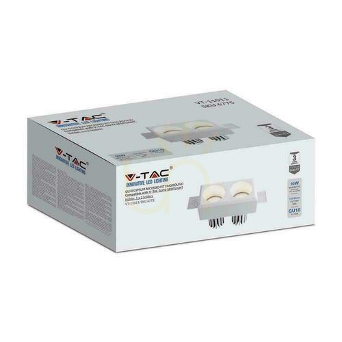 Skontrolujte V-TAC 2xGU10 sadrové stropné svietidlo biele 150x80 VT-11011 3 roky záruka