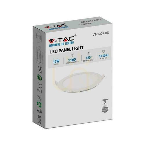 Skontrolujte LED panel V-TAC Premium Downlight 12W Round fi170 VT-1207 4000K 1160lm
