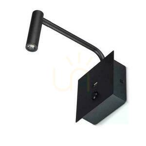 LED svietidlo V-TAC 3W nástenná lampa Hotelová posteľ USB vypínač čierny COB CREE VT-2943 3000K 150lm 3 roky záruka small 1
