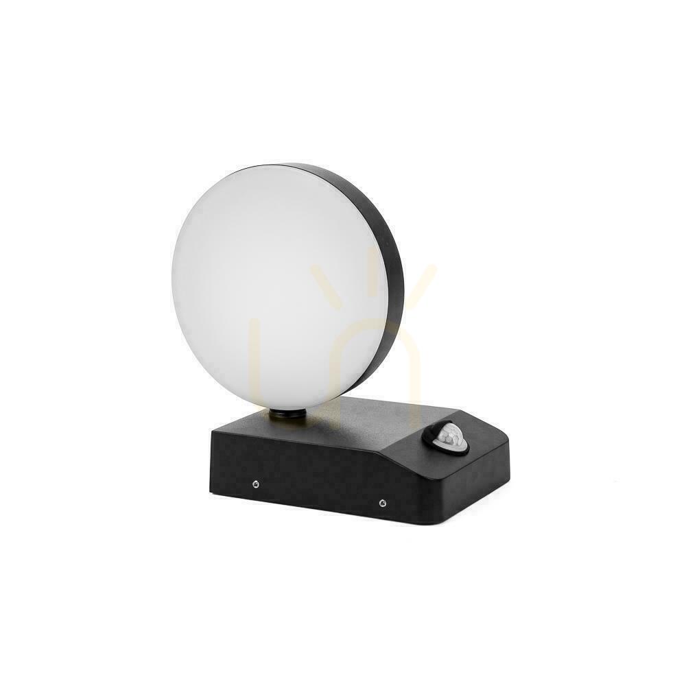 vyhliadka Projekčné fasádne svietidlo V-TAC 17W LED s pohybovým senzorom okrúhle čierne IP65 VT-11020S 4000K 2520lm Projekčné fasádne svietidlo V-TAC 17W LED s pohybovým senzorom okrúhle čierne IP65 VT-11020S 4000K 2520lm