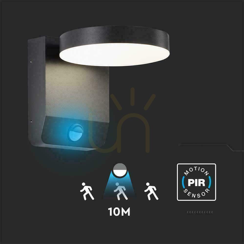 Náhľad Projekčné fasádne svietidlo V-TAC 17W LED s pohybovým senzorom okrúhle čierne IP65 VT-11020S 4000K 2520lm Projekčné fasádne svietidlo V-TAC 17W LED s pohybovým senzorom okrúhle čierne IP65 VT-11020S 4000K 2520lm