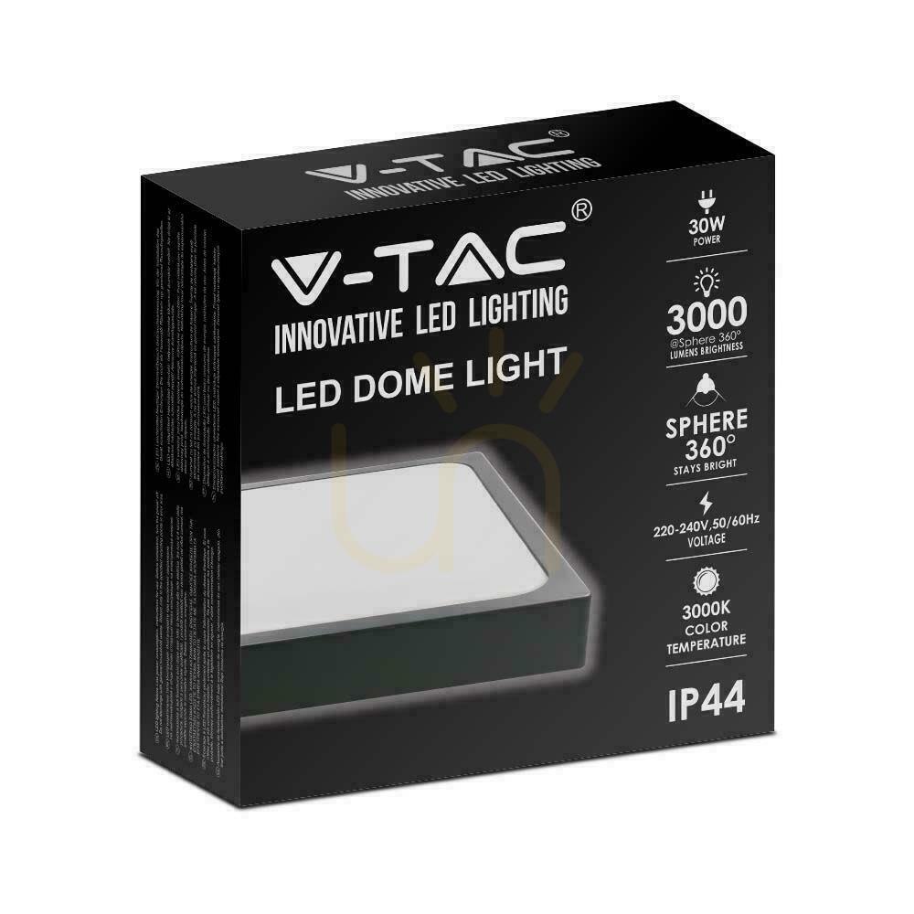 Displej Plafond V-TAC 30W LED štvorcový IP44 42x42cm čierny VT-8630B-SQ 6500K 3000lm Plafond V-TAC 30W LED štvorcový IP44 42x42cm čierny VT-8630B-SQ 6500K 3000lm