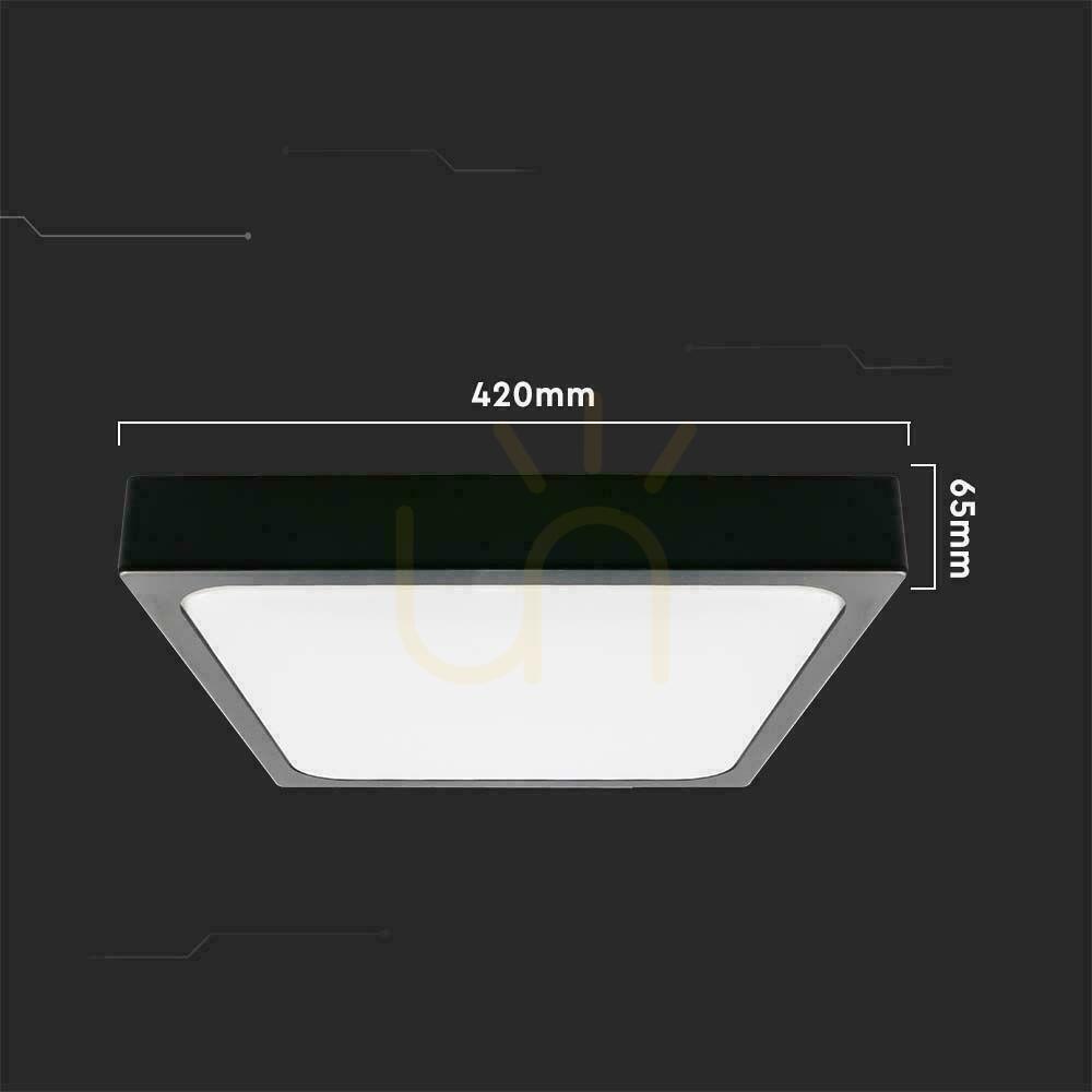Šou Plafond V-TAC 30W LED štvorcový IP44 42x42cm čierny VT-8630B-SQ 6500K 3000lm Plafond V-TAC 30W LED štvorcový IP44 42x42cm čierny VT-8630B-SQ 6500K 3000lm