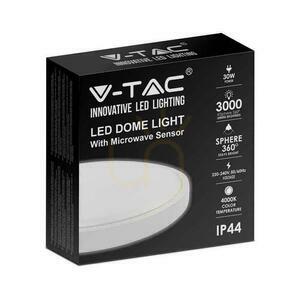 V-TAC 30W LED okrúhle stropné svietidlo IP44 mikrovlnný pohybový senzor 42cm biele VT-8630S-W-RD 4000K 3000lm small 2