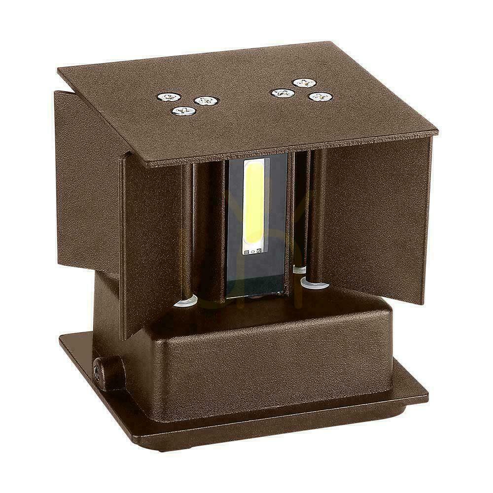 Skontrolujte V-TAC 11W LED nástenné svietidlo Horný spodný nastaviteľný bronzový Corten štvorcový IP65 VT-759-12 3000K 1360lm V-TAC 11W LED nástenné svietidlo Horný spodný nastaviteľný bronzový Corten štvorcový IP65 VT-759-12 3000K 1360lm