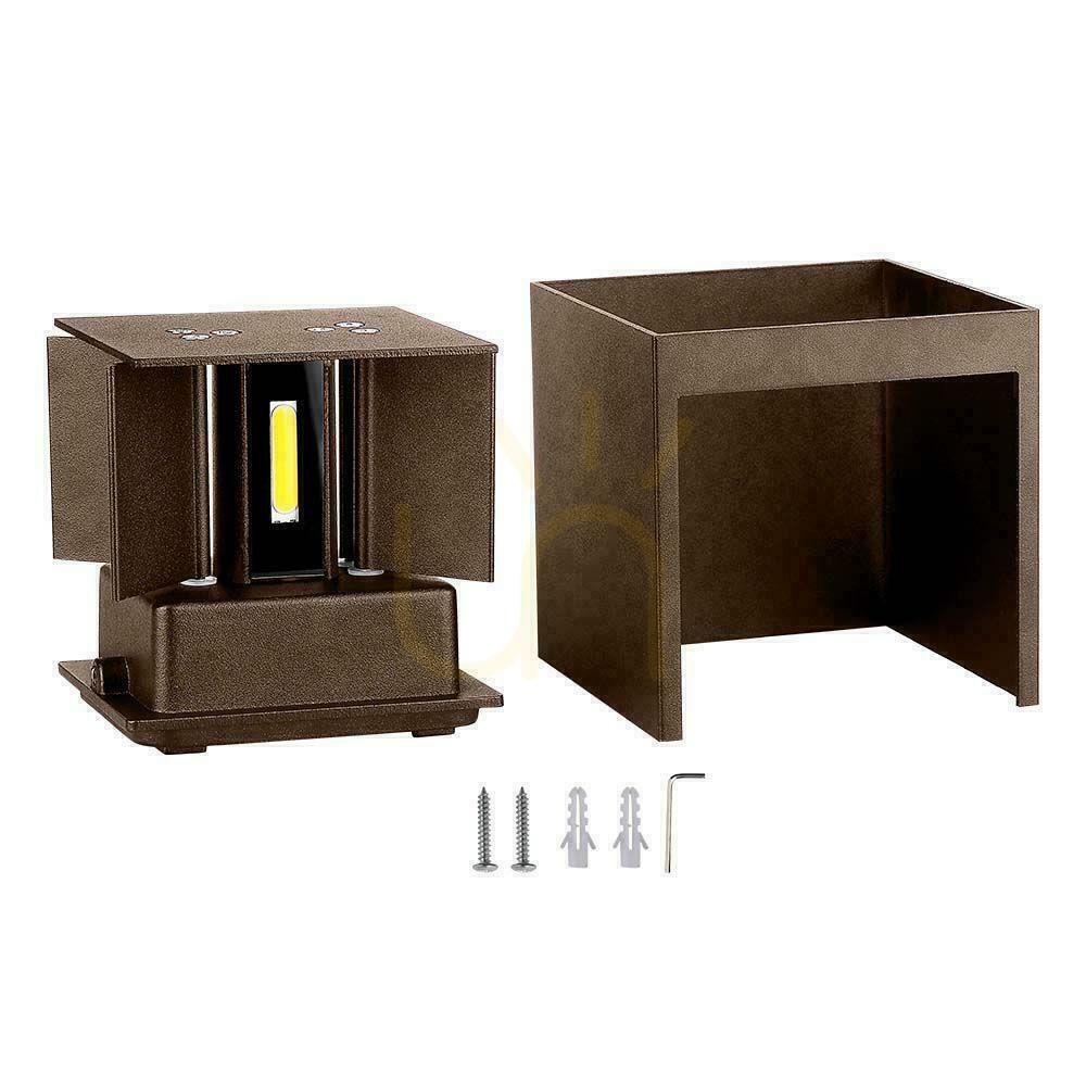 Displej V-TAC 11W LED nástenné svietidlo Horný spodný nastaviteľný bronzový Corten štvorcový IP65 VT-759-12 3000K 1360lm V-TAC 11W LED nástenné svietidlo Horný spodný nastaviteľný bronzový Corten štvorcový IP65 VT-759-12 3000K 1360lm