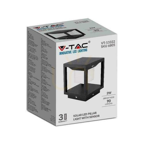Skontrolujte Záhradný solárny stĺp V-TAC 2W LED snímač pohybu IP65 čierny VT-11022 3000K 90lm 3 roky záruka