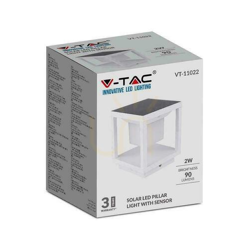 Skontrolujte Záhradný solárny stĺp V-TAC 2W LED snímač pohybu IP65 biely VT-11022 3000K 90lm 3 roky záruka