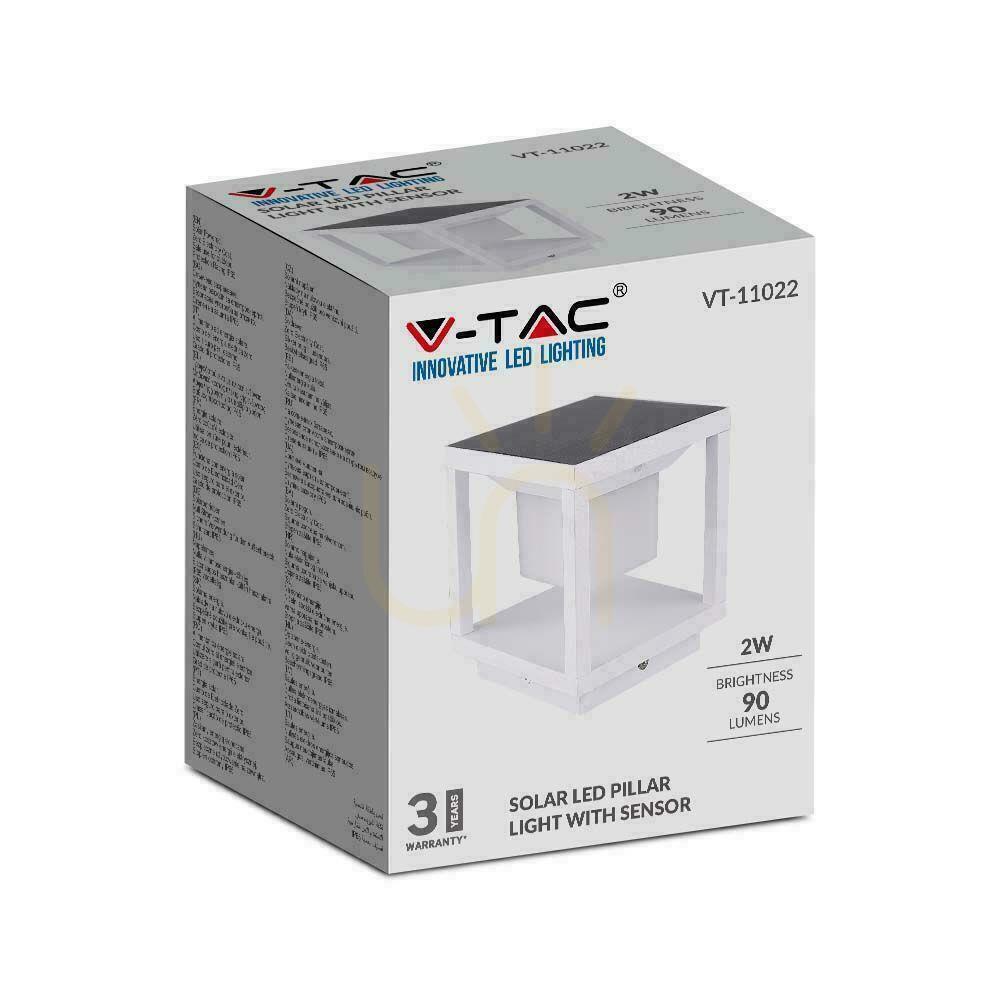 vyhliadka Záhradný solárny stĺp V-TAC 2W LED snímač pohybu IP65 biely VT-11022 3000K 90lm 3 roky záruka Záhradný solárny stĺp V-TAC 2W LED snímač pohybu IP65 biely VT-11022 3000K 90lm 3 roky záruka