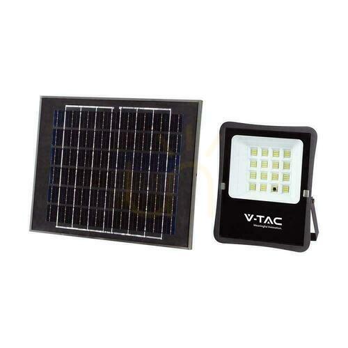 Skontrolujte V-TAC 12W solárny LED projektor s diaľkovým ovládaním, AUTO, časovač IP65 VT-55100 6400K 1200lm