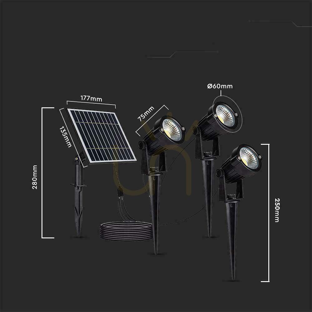 Náhľad Sada záhradných svietidiel LED V-TAC so solárnym pohonom 3x1,2W IP65 VT-11032 3000K 50lm 3 roky záruka Sada záhradných svietidiel LED V-TAC so solárnym pohonom 3x1,2W IP65 VT-11032 3000K 50lm 3 roky záruka