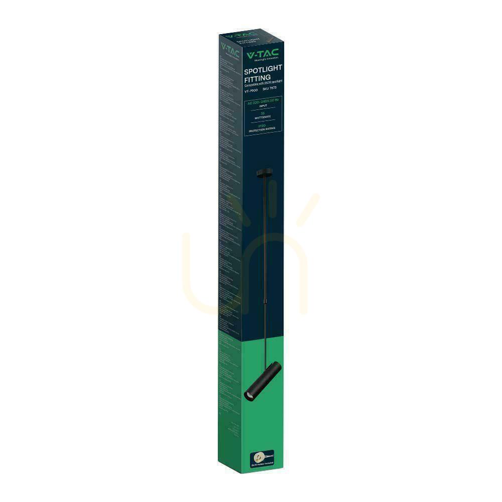 Displej V-TAC GU10 nastaviteľné stropné svietidlo 830-1170mm čierne VT-7900 3 roky záruka V-TAC GU10 nastaviteľné stropné svietidlo 830-1170mm čierne VT-7900 3 roky záruka