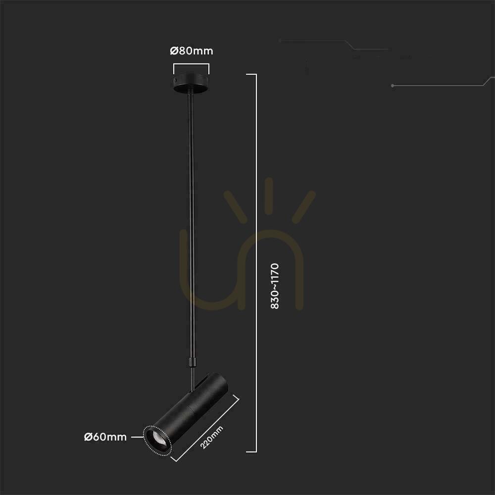 Šou V-TAC GU10 nastaviteľné stropné svietidlo 830-1170mm čierne VT-7900 3 roky záruka V-TAC GU10 nastaviteľné stropné svietidlo 830-1170mm čierne VT-7900 3 roky záruka