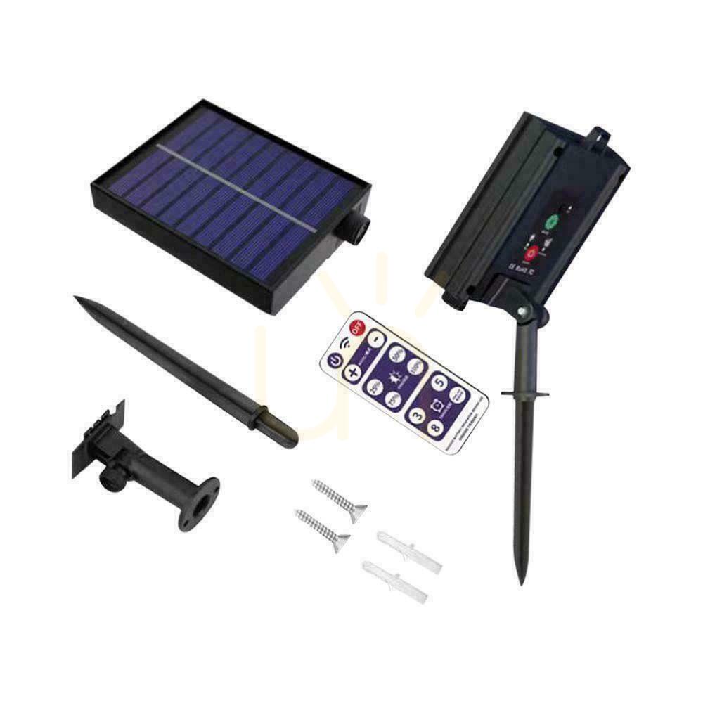 vyhliadka Solárne záhradné svietidlo s diaľkovým ovládaním V-TAC 12 metrov 10 žiaroviek 0,5 W IP44 VT-70512 3000K 300lm Solárne záhradné svietidlo s diaľkovým ovládaním V-TAC 12 metrov 10 žiaroviek 0,5 W IP44 VT-70512 3000K 300lm