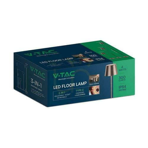 Skontrolujte V-TAC 4W LED stojacia lampa Bronze Corten IP54 Dobíjacia VT-7544-C 3000K 300lm.