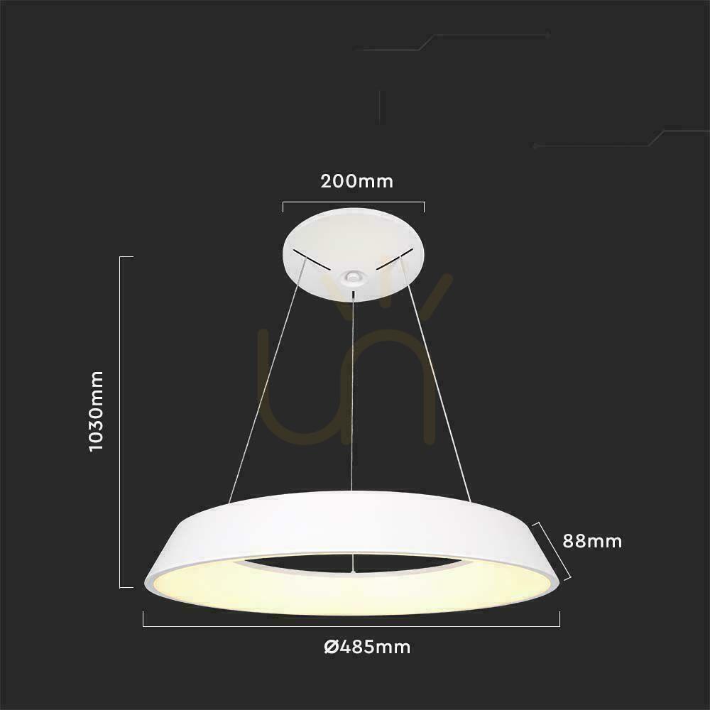 vyhliadka V-TAC 48W LED TRIAC závesné svietidlo biele VT-7755 4000K 5000lm V-TAC 48W LED TRIAC závesné svietidlo biele VT-7755 4000K 5000lm