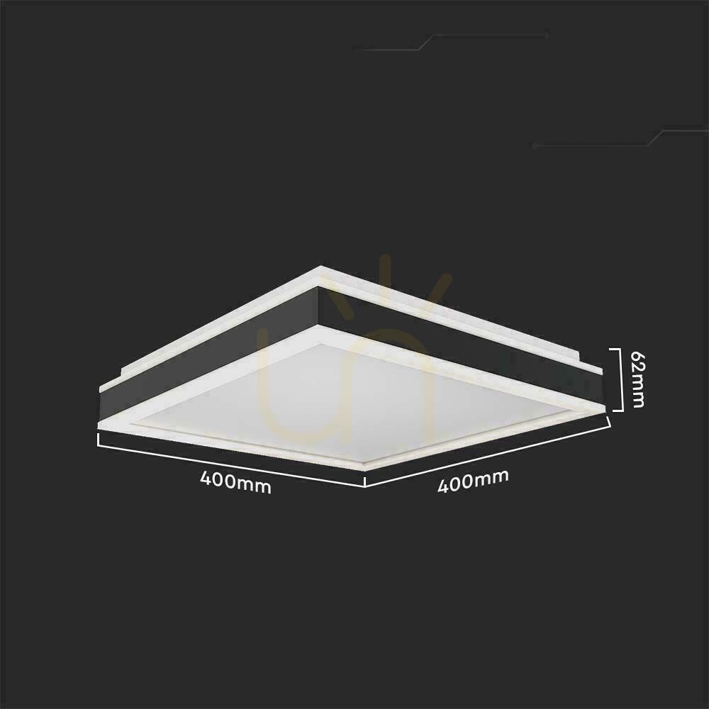 vyhliadka V-TAC 38W LED TRIAC Plafond 3v1 Black Square 40x40cm VT-7757-B 4000K 4000lm V-TAC 38W LED TRIAC Plafond 3v1 Black Square 40x40cm VT-7757-B 4000K 4000lm