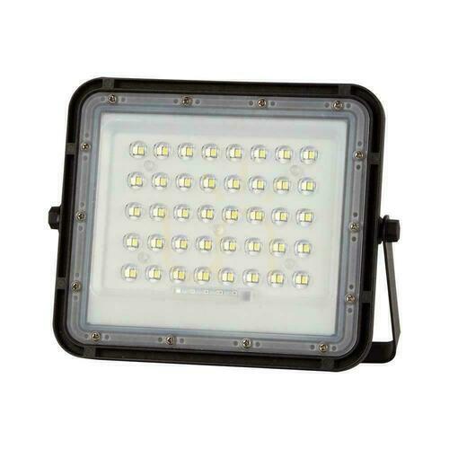 Skontrolujte V-TAC 10W solárny LED projektor s diaľkovým ovládaním, AUTO, časovač, IP65 čierny VT-80W 6400K 800lm