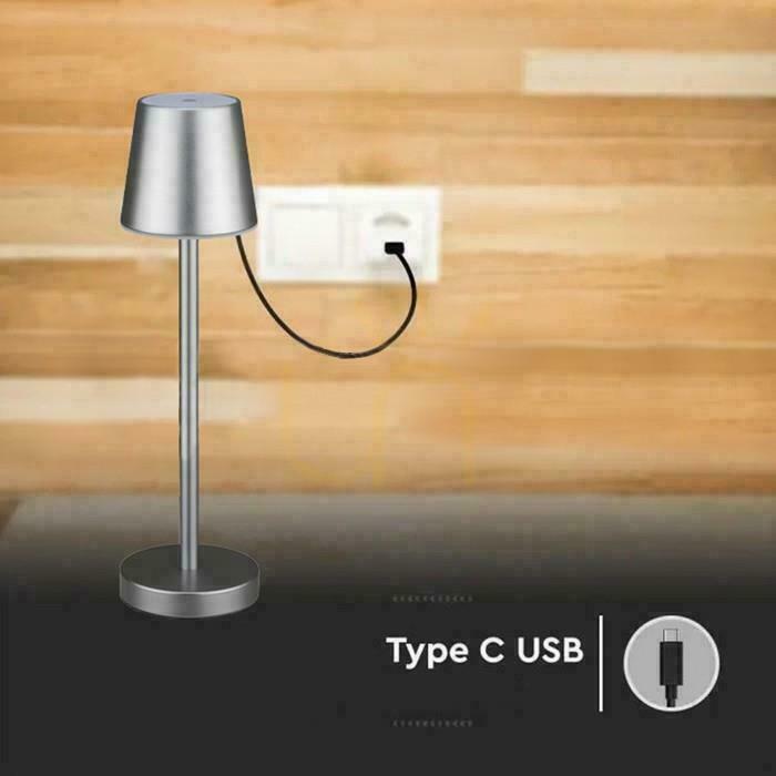 Šou V-TAC 3W LED nabíjacia stmievateľná lampa na nočný stolík šedá VT-7703 3000K 70lm. V-TAC 3W LED nabíjacia stmievateľná lampa na nočný stolík šedá VT-7703 3000K 70lm.