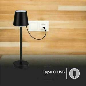 V-TAC 3W LED nabíjacia stmievateľná stolová lampa čierna VT-7703 4000K 70lm. small 4