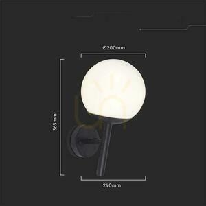V-TAC E27 Sphere Garden Luminaire Upward Kinkiet Black MAT VT-1224 3 roky záruka small 2