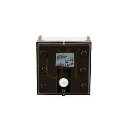 Skontrolujte Vonkajšie nástenné svietidlo V-TAC VT-708 LED 8 W 750 lm 3000 K, IP65, hnedé, opálový kryt 120×120 mm