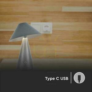 Sivá prenosná stolná lampa V-TAC VT-1051 7949 LED 3 W 200 lm USB-C small 7