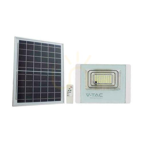 Skontrolujte Solárny LED reflektor V-TAC VT-60W 20 W biely, IP65, diaľkové ovládanie a časovač, 6400 K, 1650 lm
