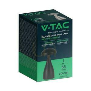 V-TAC 1W LED stolová lampa na nočný stolík 22cm USB nabíjanie stmievateľná čierna VT-1041 3000K-6000K 55lm small 1