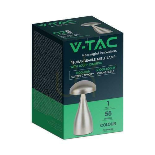 Skontrolujte V-TAC 1W LED stolová lampa na nočný stolík 22cm USB nabíjanie Stmievateľná zlatá VT-1041 3000K-6000K 55lm