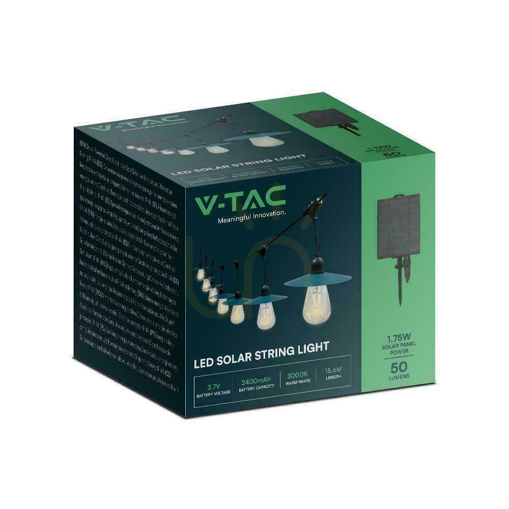 vyhliadka V-TAC 15mb solárna LED záhradná girlanda 15xST64 VT-715S vlákno 3000K 50lm. V-TAC 15mb solárna LED záhradná girlanda 15xST64 VT-715S vlákno 3000K 50lm.