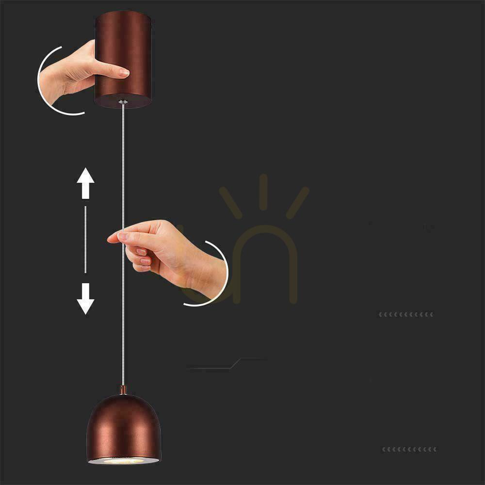vyhliadka V-TAC LED závesné svietidlo 8,5W 100cm nastaviteľné, dotykový spínač hnedá VT-7795 3000K 850lm V-TAC LED závesné svietidlo 8,5W 100cm nastaviteľné, dotykový spínač hnedá VT-7795 3000K 850lm