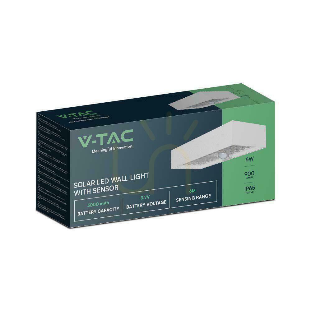 vyhliadka V-TAC 6W snímač pohybu biely VT-406 4000K 900lm Solárne nástenné záhradné svietidlo. V-TAC 6W snímač pohybu biely VT-406 4000K 900lm Solárne nástenné záhradné svietidlo.