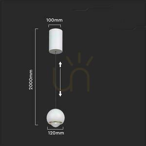 V-TAC LED závesné svietidlo 6W nastaviteľné 200cm biele VT-7508 3000K 500lm small 2