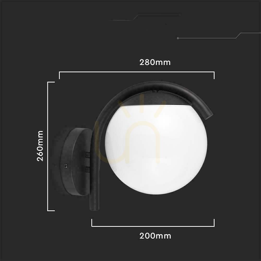 Náhľad V-TAC Sphere záhradné svietidlo E27 nástenná lampa čierna MAT VT-1150 3 roky záruka V-TAC Sphere záhradné svietidlo E27 nástenná lampa čierna MAT VT-1150 3 roky záruka