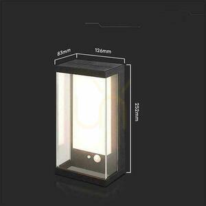 V-TAC 1W LED snímač pohybu IP65 čierny VT-1193 3000K 95lm Solárne nástenné záhradné svietidlo. small 6