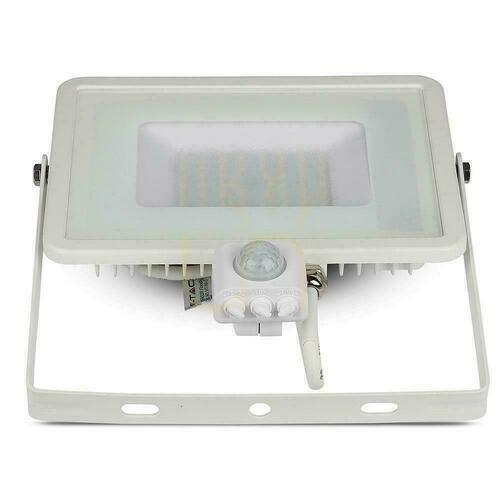 Skontrolujte LED projektor V-TAC 50W SAMSUNG CHIP Senzor pohybu s funkciou vypnutia biely VT-50-S-W 3000K 4000lm 5 rokov záruka