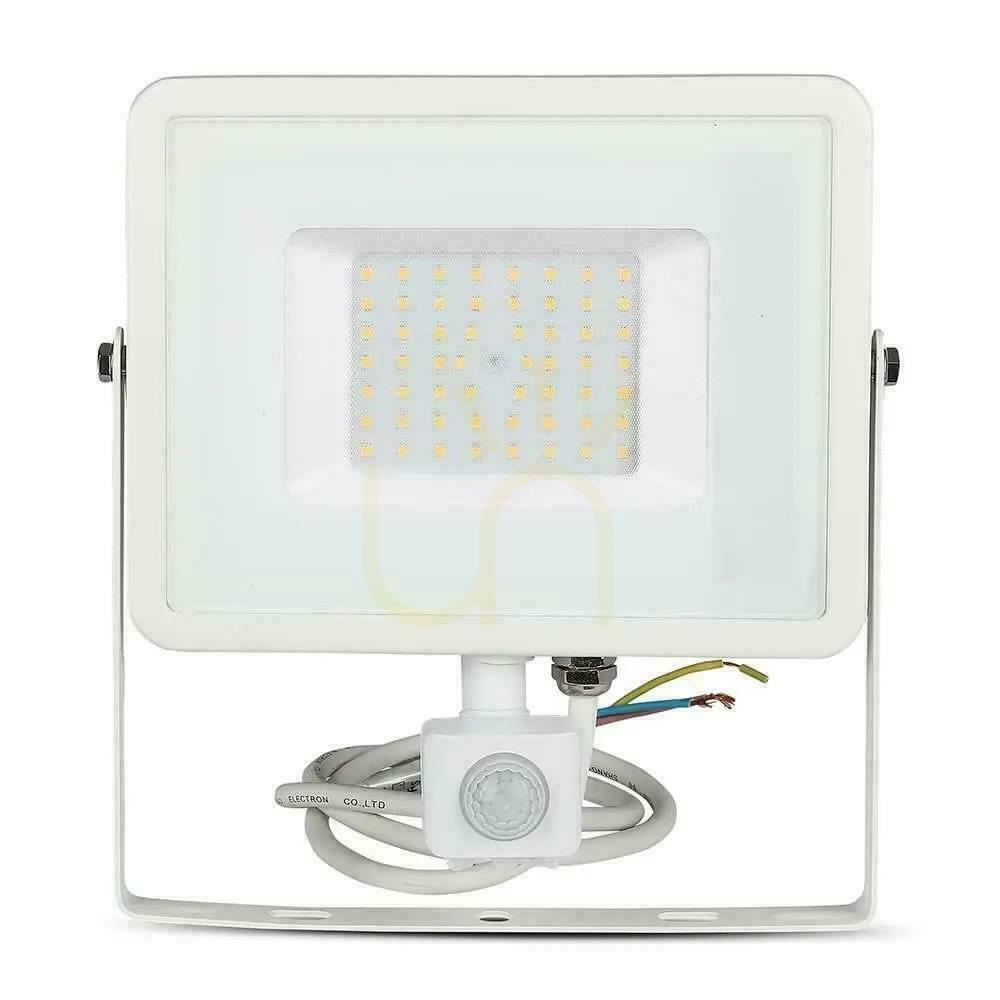 Skontrolujte LED projektor V-TAC 50W SAMSUNG CHIP Senzor pohybu s funkciou vypnutia biely VT-50-S-W 3000K 4000lm 5 rokov záruka LED projektor V-TAC 50W SAMSUNG CHIP Senzor pohybu s funkciou vypnutia biely VT-50-S-W 3000K 4000lm 5 rokov záruka