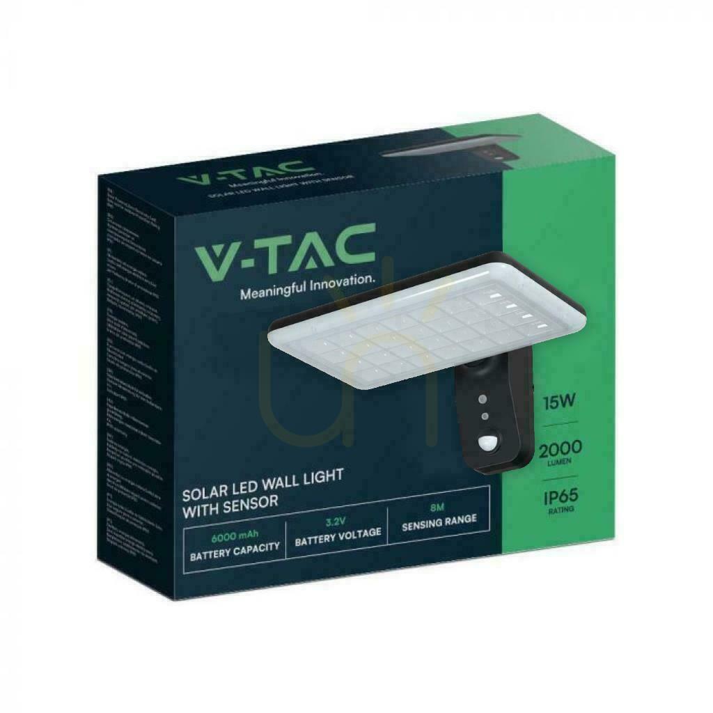 Šou V-TAC 15W CCT detektor pohybu IP65 čierny VT-414 4000K-6000K 2000lm Solárne nástenné záhradné svietidlo. V-TAC 15W CCT detektor pohybu IP65 čierny VT-414 4000K-6000K 2000lm Solárne nástenné záhradné svietidlo.