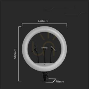 LED kruhové svetlo pre 3 telefóny V-TAC 55W fi44cm Statív Pilot Case VT-45055 3200K-5500K 6000lm small 5