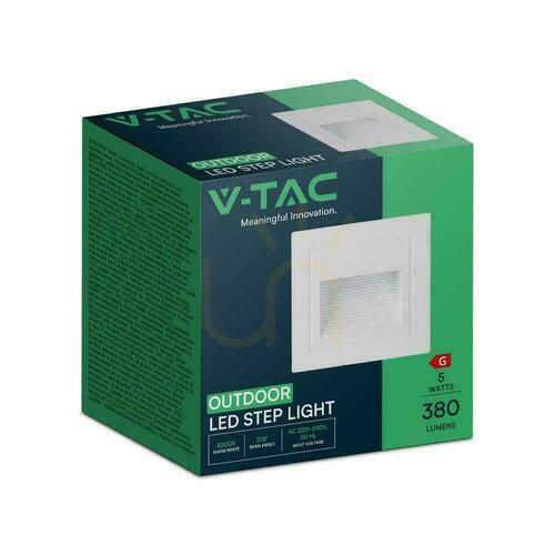 Skontrolujte V-TAC 5W LED Square White 230V VT-1129 3000K 380lm LED schodiskové svietidlo.