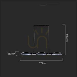 Dizajnové závesné LED svietidlo 38W 3000K 4560lm čierne VT-7820 V-TAC small 1