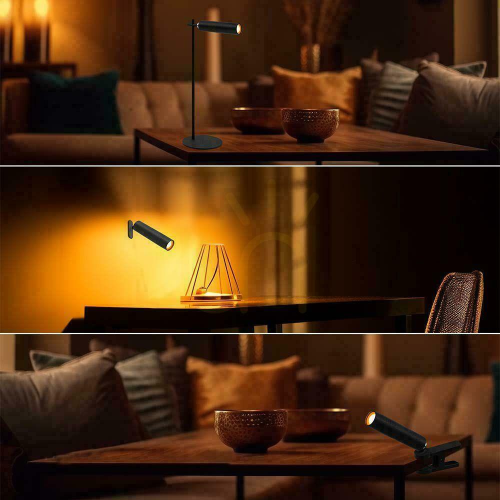 Šou V-TAC Stolná lampa 4 v 1 37 cm Tapeta Svietidlo s klipom 3W LED čierna VT-7413 4000K 300lm V-TAC Stolná lampa 4 v 1 37 cm Tapeta Svietidlo s klipom 3W LED čierna VT-7413 4000K 300lm