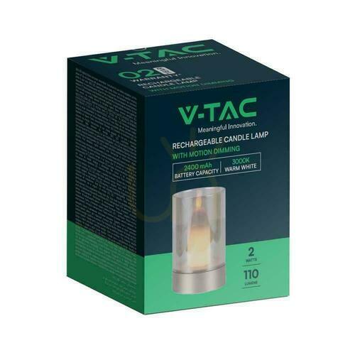 Skontrolujte Nočné svetlo V-TAC Candlelight 2W LED nabíjanie USB stmievateľné zlaté VT-7564 3000K 110lm.