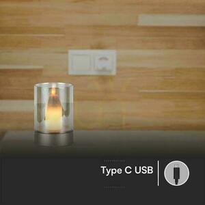 Nočné svetlo V-TAC Candlelight 2W LED nabíjanie USB stmievateľné zlaté VT-7564 3000K 110lm. small 3