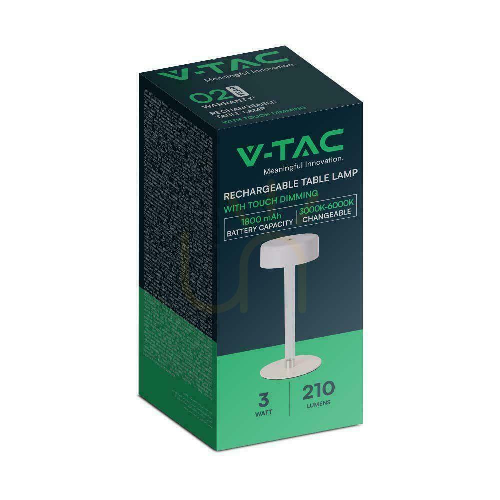 vyhliadka V-TAC 3W LED stolová lampa 23cm USB nabíjanie CCT stmievateľná biela VT-7567 3000K-6000K 210lm V-TAC 3W LED stolová lampa 23cm USB nabíjanie CCT stmievateľná biela VT-7567 3000K-6000K 210lm