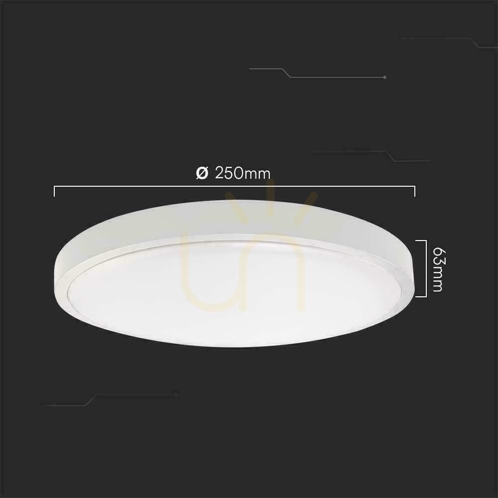 Displej Plafond V-TAC 18W LED okrúhla 25cm povrchová montáž IP44 biela VT-8618 3000K 1830lm Plafond V-TAC 18W LED okrúhla 25cm povrchová montáž IP44 biela VT-8618 3000K 1830lm