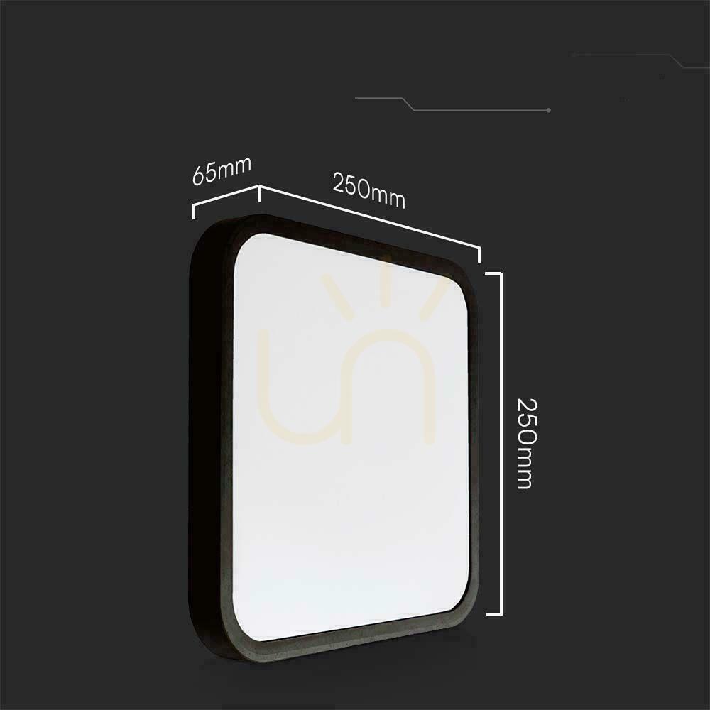 Šou Plafond V-TAC 18W LED štvorcový 25x25cm povrchová montáž IP44 čierna VT-8618B 6500K 1830lm Plafond V-TAC 18W LED štvorcový 25x25cm povrchová montáž IP44 čierna VT-8618B 6500K 1830lm